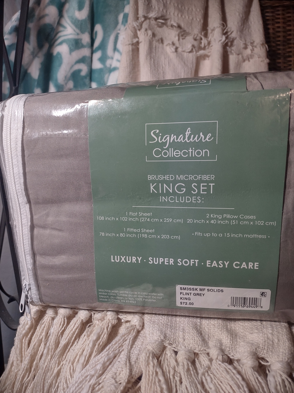 Flint Grey Brushed Microfiber King Sheet Set